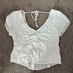 Hollister White Tie-Back Blouse
